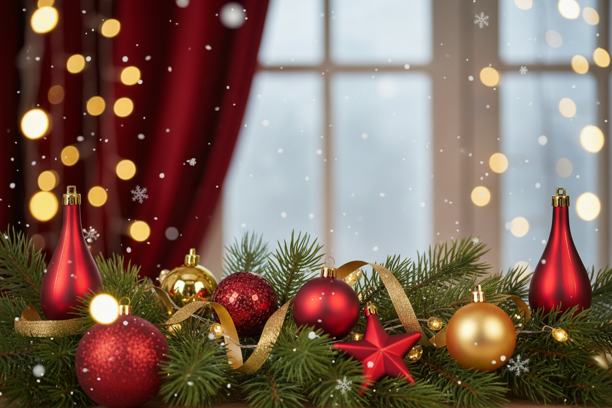 create a background for a christmas themed promotional block. make sure the image is high quality and detailed.